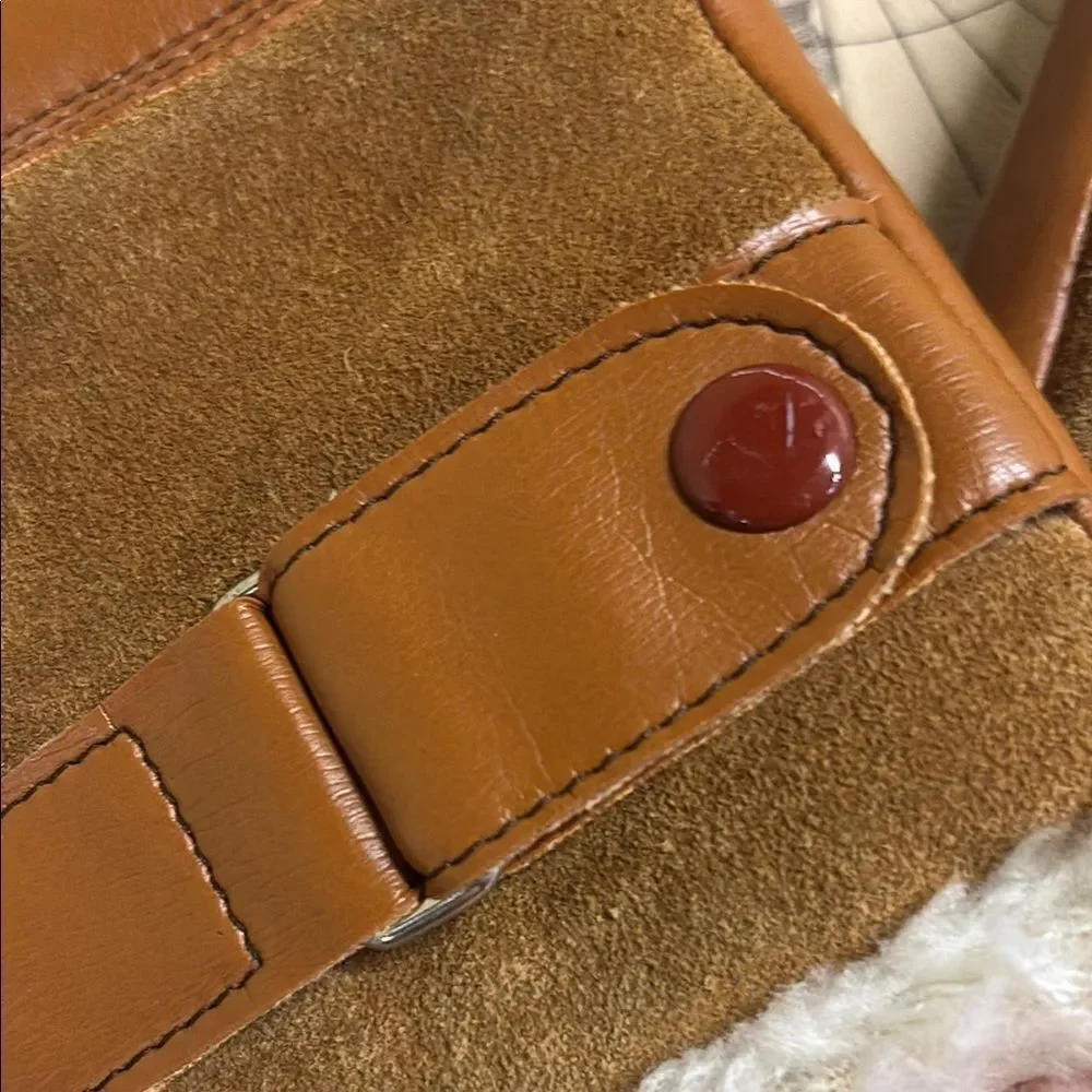 100% genuine leather Brown and Tan Mittens with Faux Fur Trim